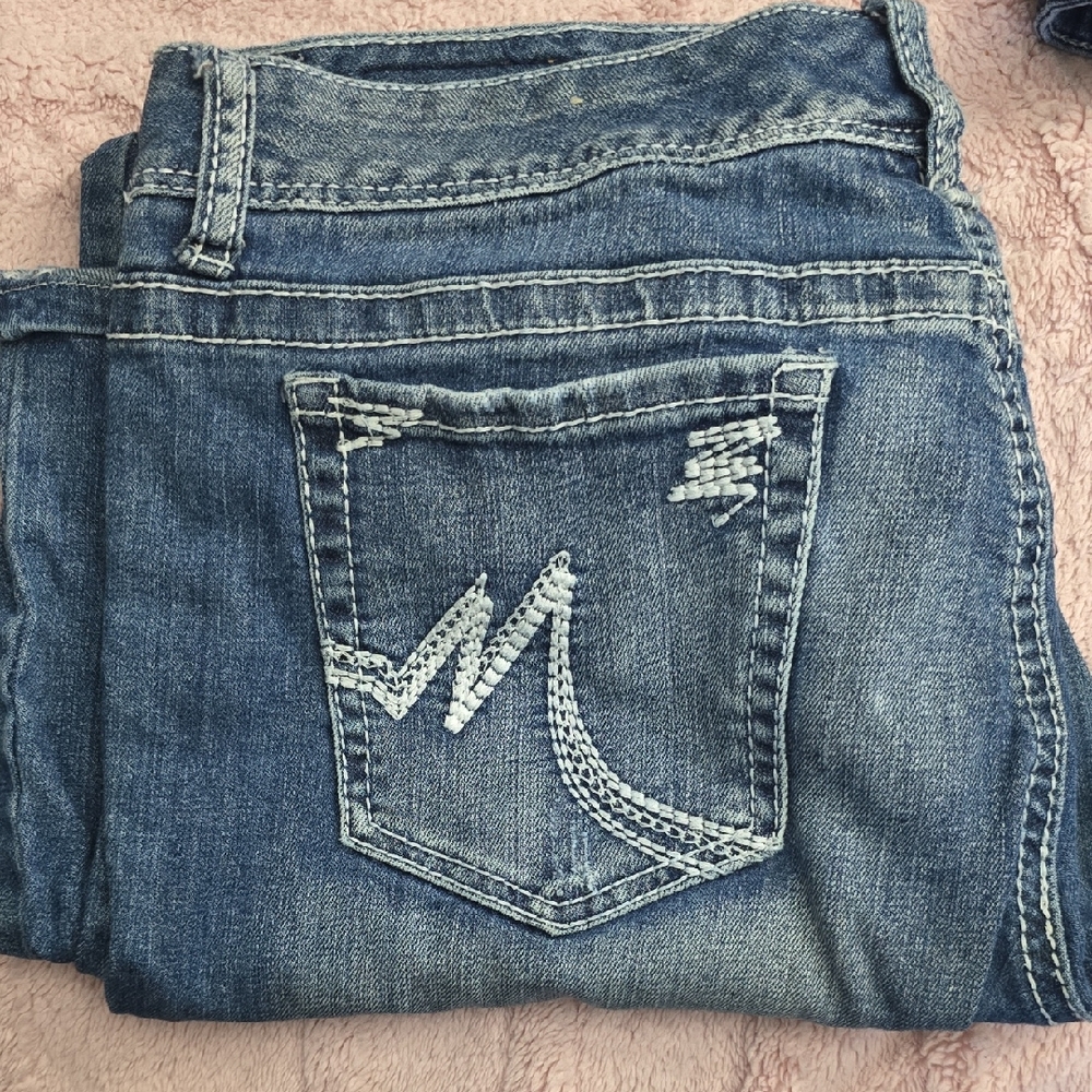 Maurices Women's Medium Blue Bootcut Jeans with Embroidered Pocket